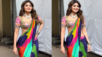 Shilpa Shetty just rolled out the latest sari trend 'a rainbow sari'