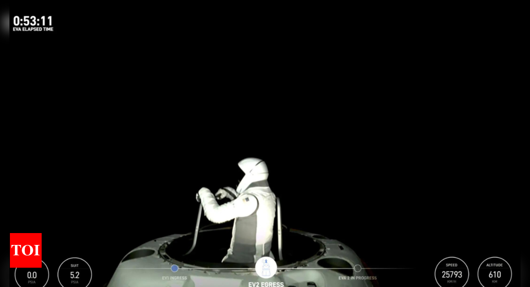 Billionaire aboard SpaceX Dragon carries out first commercial spacewalk