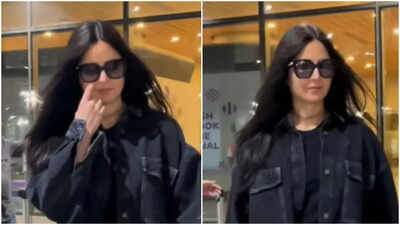 Video: Katrina Kaif stuns in all-black attire at Mumbai airport ...