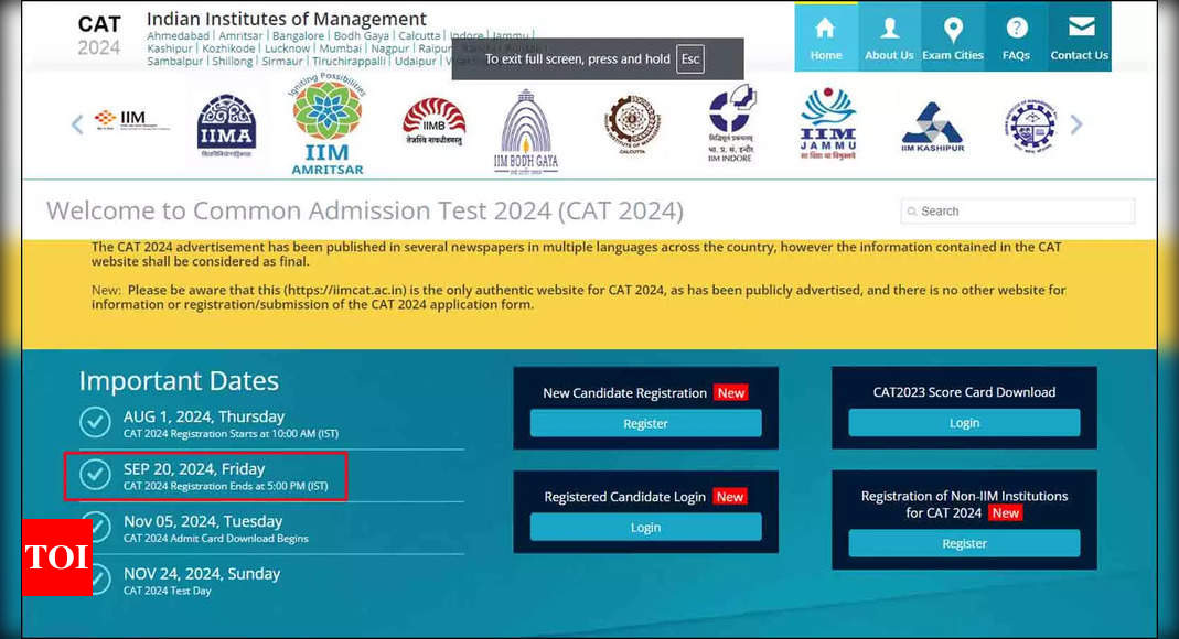 CAT 2024 registration deadline extended to Sept 20; Apply at iimcat.ac ...