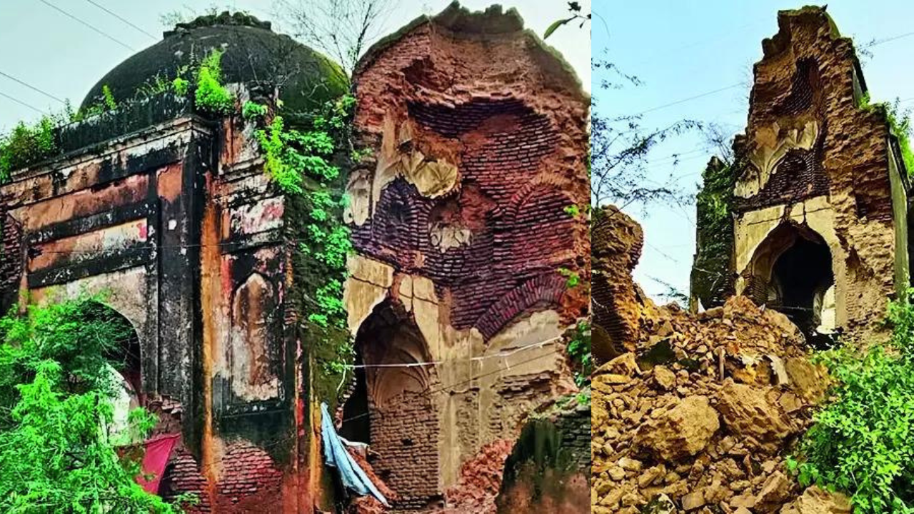 Historic 500-Year-Old Mosque in Agra Collapses Amid Heavy Rains | Agra News  - Times of India