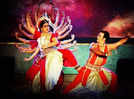 Live dance drama Durgatinashini through a joint performance by elocutionist Ketan Sengupta and danseuse Dona Ganguly