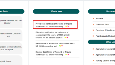 Tripura NEET UG 2024 counselling round 2 provisional merit list released: Check direct link here