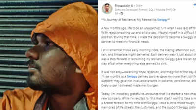 Techie turns Swiggy delivery agent after layoff, shares emotional LinkedIn post