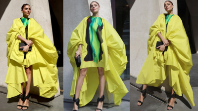 Kanika Kapoor grabs all eyeballs in her eclectic yellow dress at London Fashion Week