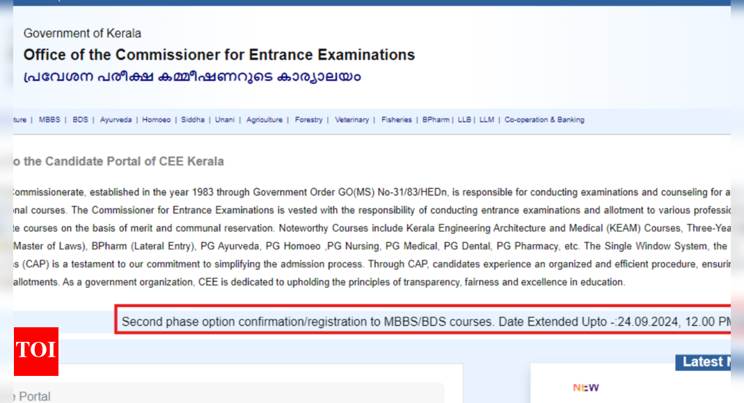 Kerala NEET UG Counselling 2024 round 2 choice filling deadline extended: Check details here