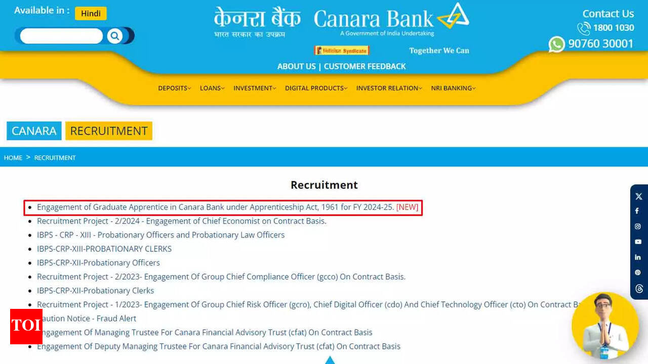 Canara Bank Recruitment 2024: Application For 3000 Apprenticeship 