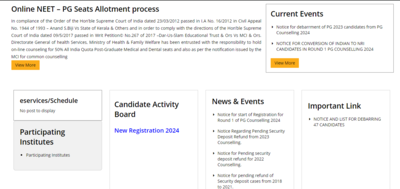 MCC NEET PG 2024: Aconselhamento da Rodada 1 começa em mcc.nic.in, Link direto para inscrição aqui