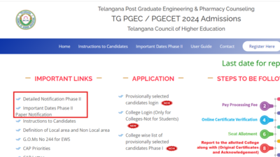 TS PGECET 2024 counselling phase 2 schedule released: Check important dates, registration fees, and other details here