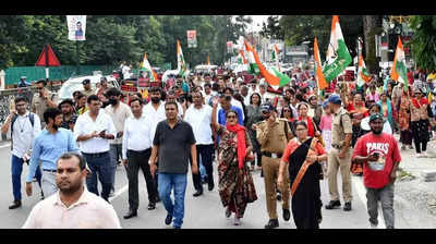 Cong members protest in Doon over crime against women