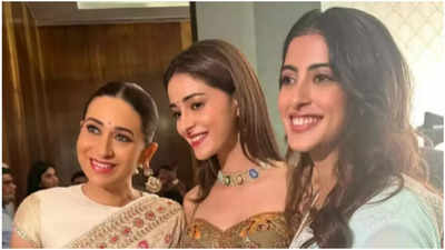 Navya Nanda attends event in Mumbai, poses with Karisma Kapoor and Ananya Panday