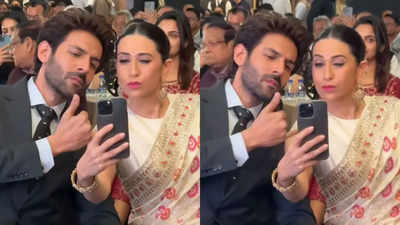 Kartik Aaryan and Karisma Kapoor capture hearts with their cute selfie moment