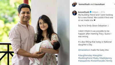 Kenny Sebastian's heartwarming announcement of baby Emily's arrival | Check Instagram post