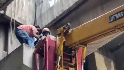 Watch: Girl escapes death by magically landing on flyover pillar after being hit by car