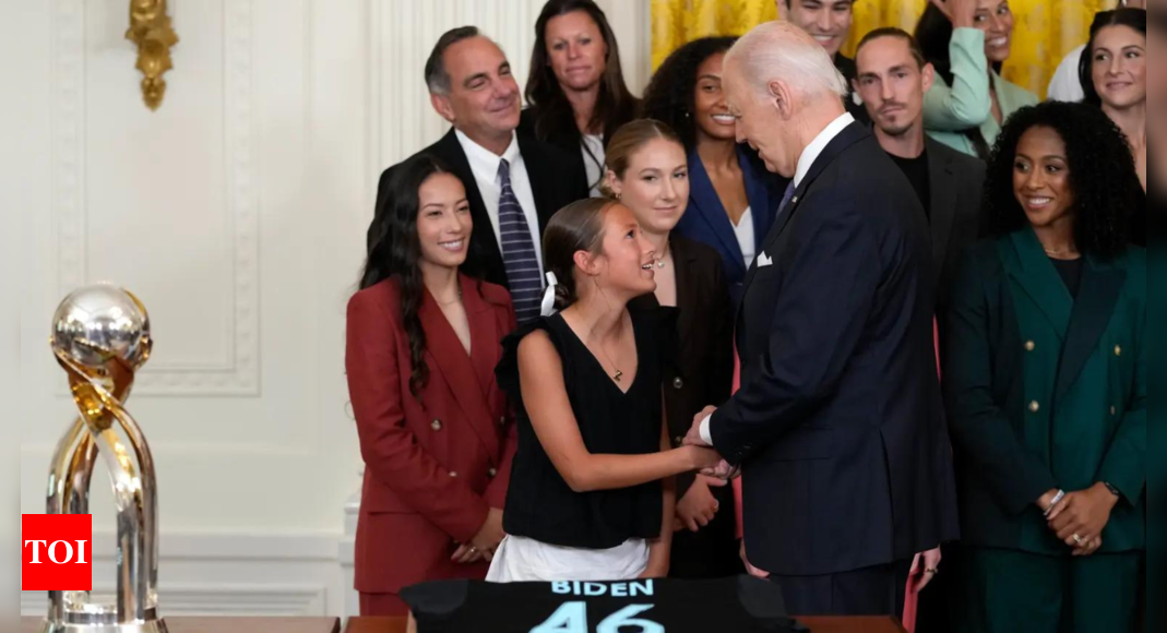 ‘My staff says no…’: Joe Biden invites young girls on stage at White House event – Times of India