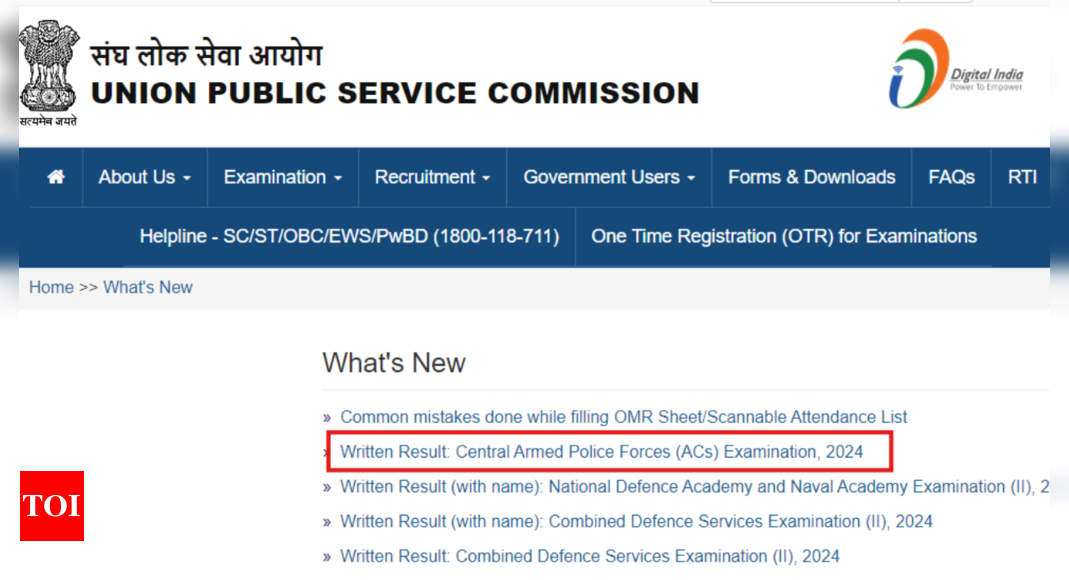 UPSC Releases 2024 CAPF Exam Results