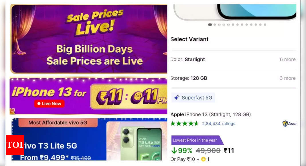 Flipkart claims 3 users got iPhone 13 at Rs 11 Read what the company said to those who couldn t get the deal Times of India