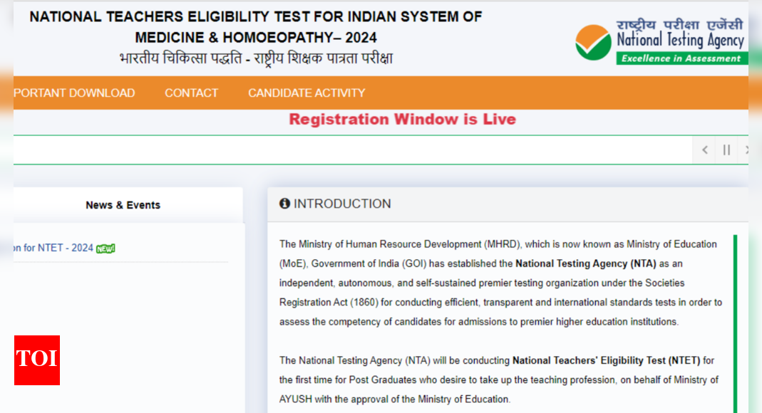 NTET 2024 registration begins: Check important dates, application fee, direct link here