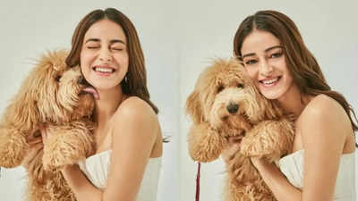 Ananya Panday looks stunning in a white dress as she cuddles with her pet dog Riot; PICS inside