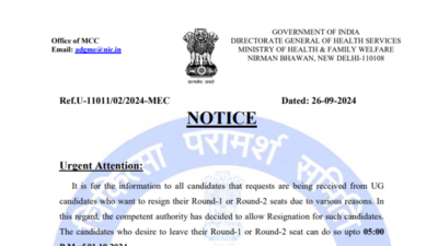 NEET UG Counselling 2024: MCC issues important notice for candidates seeking to resign seats, check details here