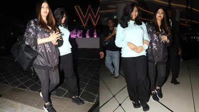 Aishwarya Rai and Aaradhya Bachchan dazzle at Mumbai airport enroute Abu Dhabi