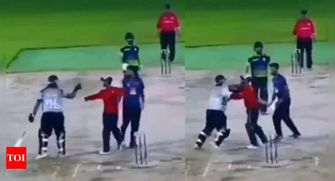 Watch: Cricketers come to blows mid-pitch, bats used as swords! | Cricket News – Times of India