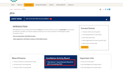 WB JECA 2024 Round 1 seat allotment result declared: Check direct link here