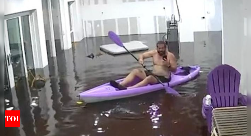 Florida man kayaking in his living room during Hurricane Helene, video viral – Times of India