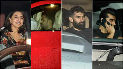 Neetu Kapoor, Akash Ambani, Aditya Roy Kapur, Arjun Kapoor arrive for Ranbir Kapoor's 42nd birthday celebration at Krishna Raj Bungalow