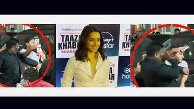 Video of Shraddha Kapoor's bodyguard pushing a fan at ‘Taaza Khabar 2’ screening goes viral