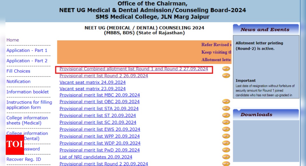 Rajasthan NEET UG Counselling 2024: Combined provisional allotment list for rounds 1 and 2 released, check direct link here
