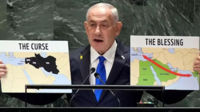 O primeiro-ministro israelense Netanyahu apresenta mapas na ONU, rotula a Índia como uma ‘bênção’ e o Irã como uma ‘maldição’