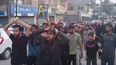 Protests erupt in Jammu & Kashmir's Budgam over killing of Hezbollah chief Hassan Nasrallah