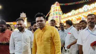 Tirupati: ICC chairman Jay Shah offers prayers at Lord Venkateswara Swamy temple at Tirumala