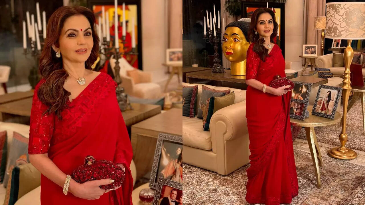 Nita Ambani just redefined elegance with her retro red sari | - Times of India