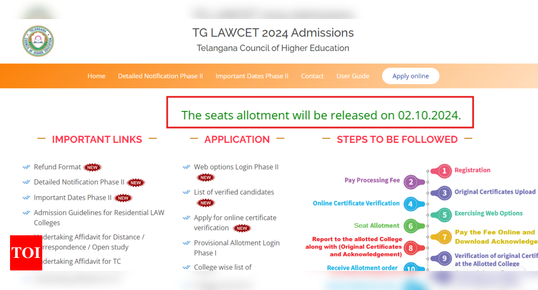 TS LAWCET 2024 final phase seat allotment result postponed Check new