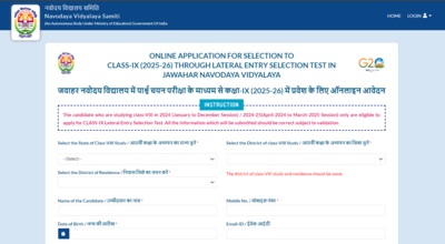 JNVST Admission 2025: JNV Class 9, 11 lateral entry registration begins at cbseitms.nic.in: Direct links to apply here