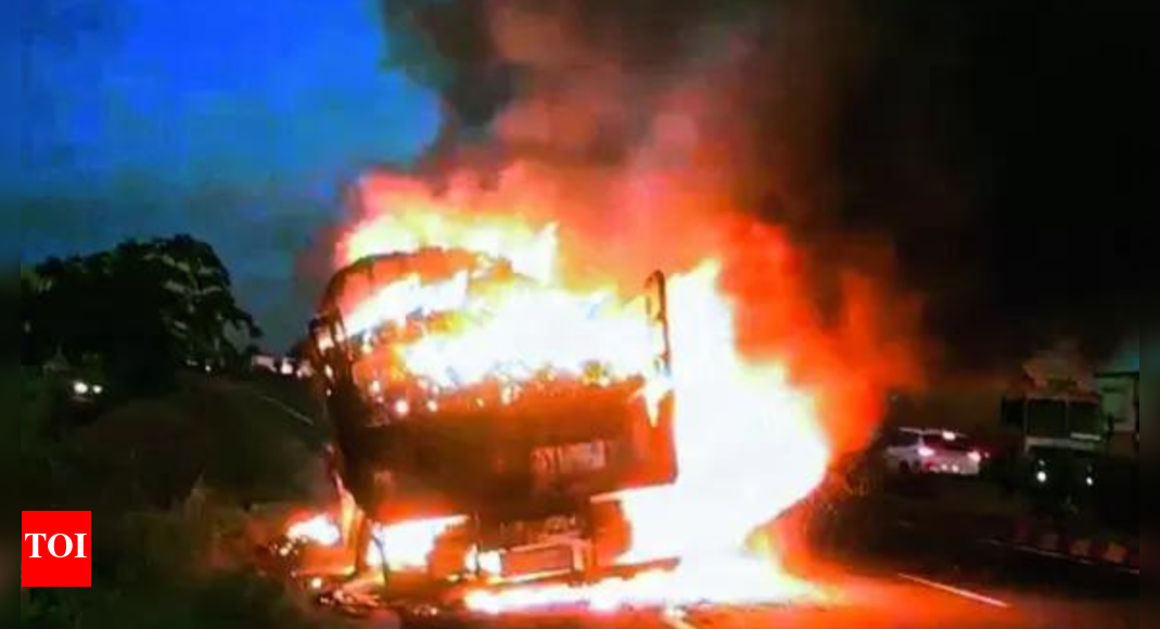 One killed as trailer truck overturns, catches fire in Pune district ...