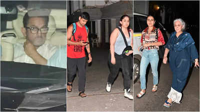 Aamir Khan, Ira Khan, Nupur Shikhare, Fatima Sana Shaikh and other family members visit Reena Dutta's house after her father's passing