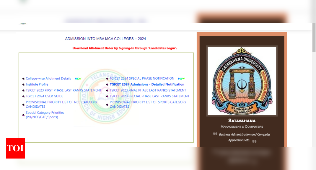 TS ICET 2024 special phase allotment result released at tgicet.nic.in