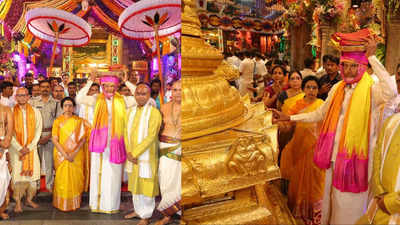 Brahmotsavams off to spectacular start: CM Chandrababu Naidu presents silk robes at Tirumala temple amid Tirupati laddu row