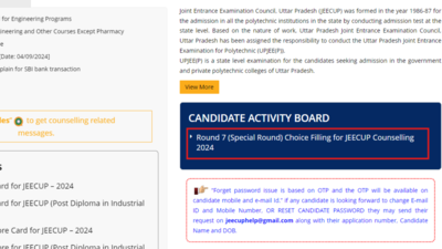 JEECUP Counselling 2024 Round 7 (special round) choice filling process begins: Check direct link here – Times of India