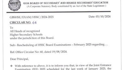 Goa HSSC Board exam date 2025 postponed to avoid clash with JEE Main January exams, check official notice here