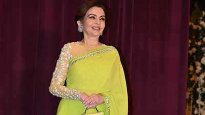 Nita Ambani looks breathtaking in 'brat summer green' sari at Manish Malhotra's store launch