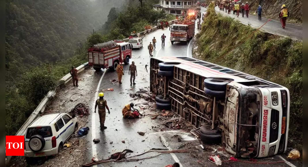 4 dead, 30 injured as bus carrying pilgrims overturns in Gujarat’s Banaskantha | Ahmedabad News