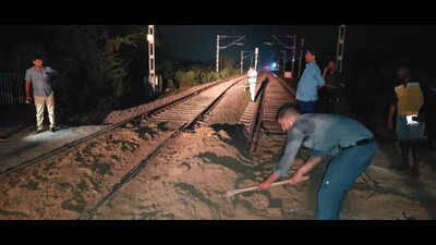 Tragedy averted as loco pilot stops train after spotting soil heap on track