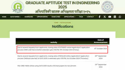 GATE 2025 Registration Deadline Extended to October 11: Apply Here With Late Fee