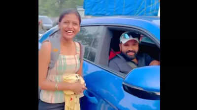 Rohit Sharma delights a female fan with 'birthday wish' on Mumbai street - Watch