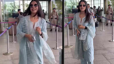 Shehnaaz Gill stuns in elegant ethnic airport look