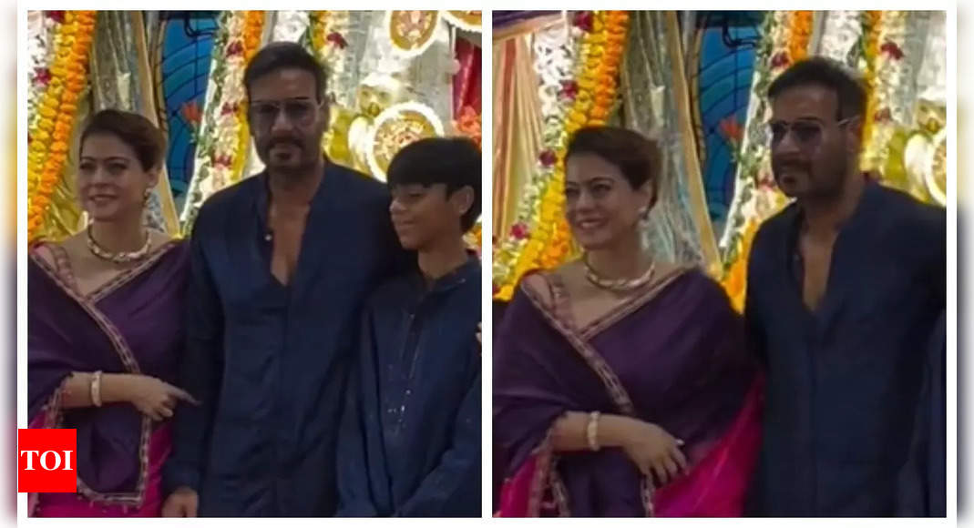 Kjol pinches hubby Ajay Devgn while posing for pictures; fans say ‘It’s a Biwi thing’ |